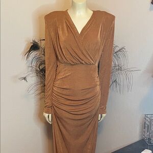 SHEIN Chic gold sparkling Long Sleeve Dress